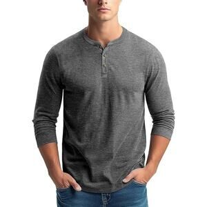 TOPSTYLE LONG SLEEVE HENLEY BUTTON UP T SHIRT UNISEX SIZE XL